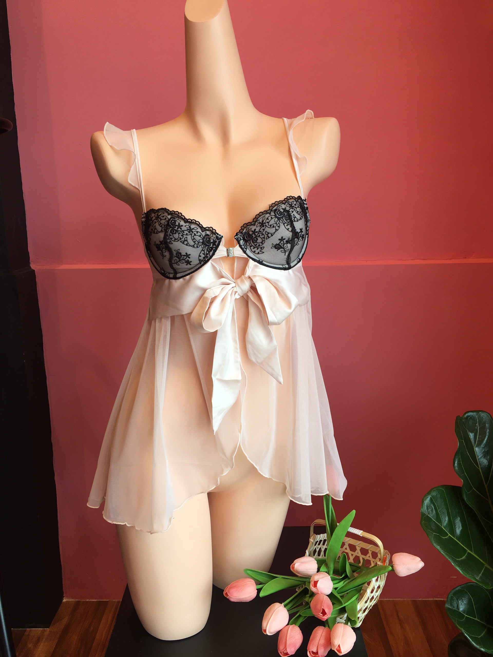 Váy ngủ phối nữ tính MJ Lingerie MJ-009